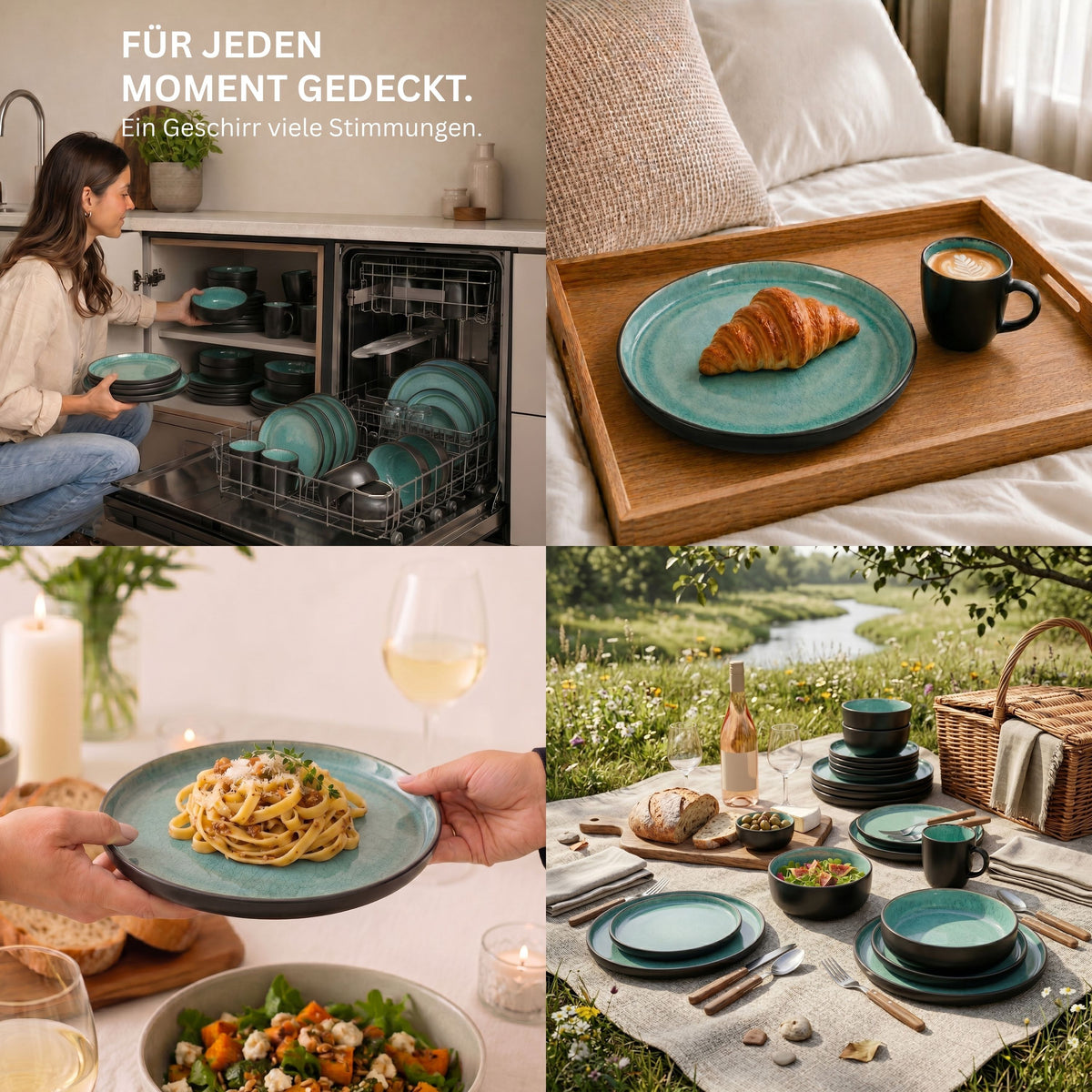 SÄNGER Stoneware Dinnerware Set Fiji, 30-Piece Combi Set for 6 People