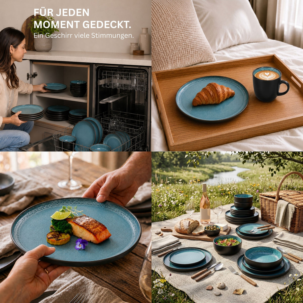 SÄNGER Stoneware Dinnerware Set Vigo, 30-Piece Combi-Set for 6 People