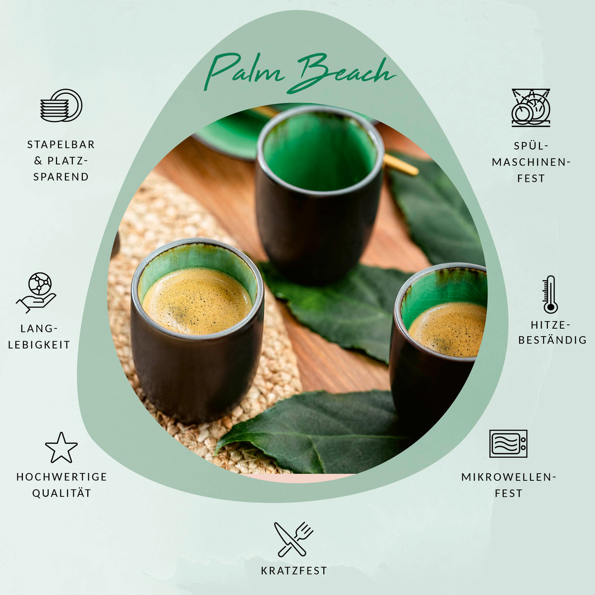 SÄNGER Espressobecher Set Palm Beach 4 teilig