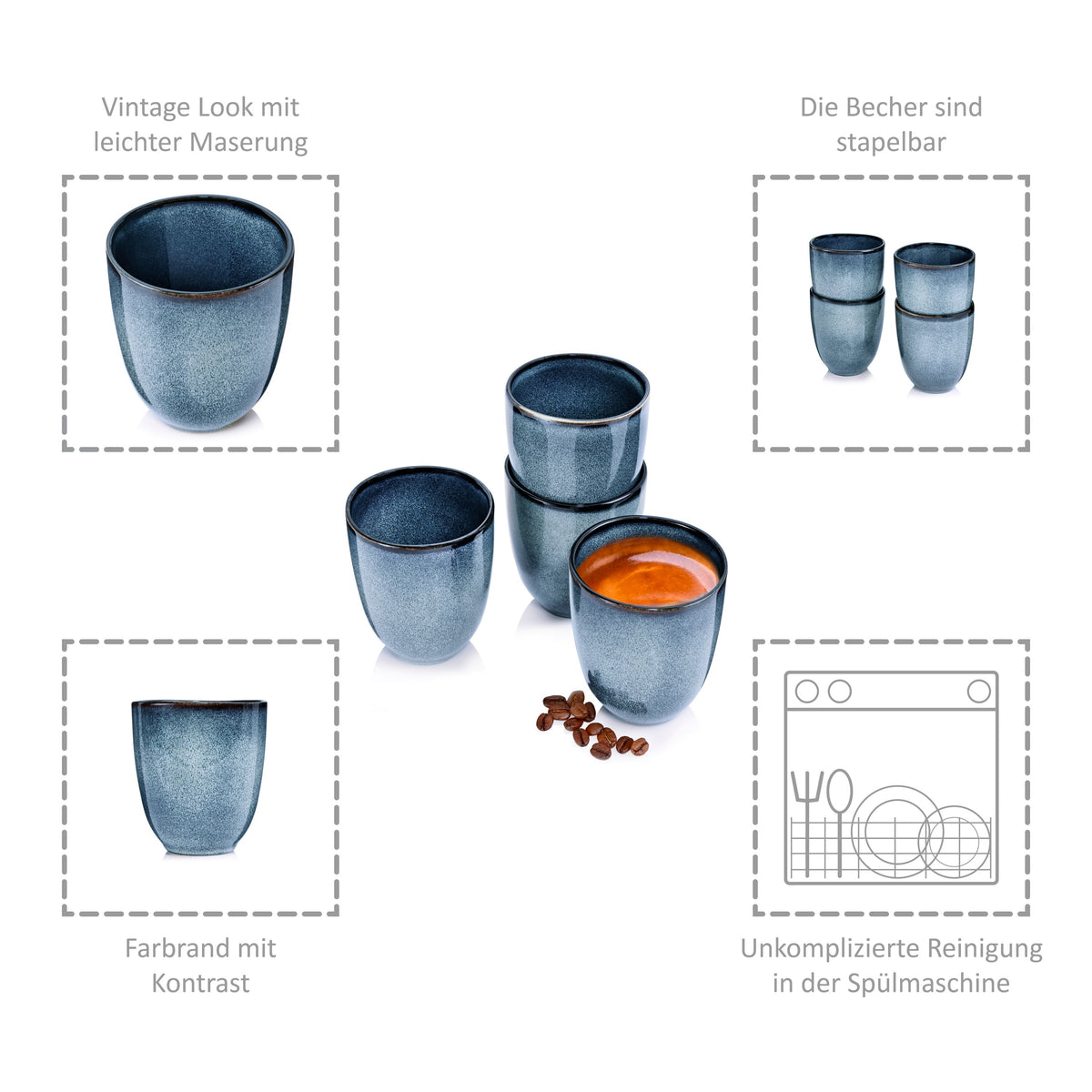 Sänger Kaffeebecher ohne Henkel Set Darwin 4 teilig (300ml)
