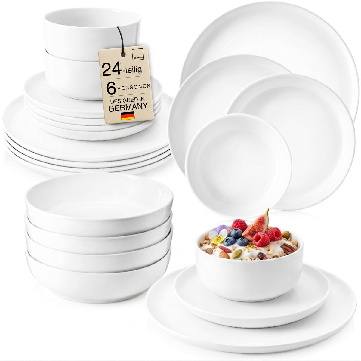 SÄNGER Porcelain Dinnerware Set Marlo 24-Piece for 6 People